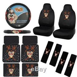 11pc Tasmanian Devil Taz Front Rear Floor Mat Seat Covers