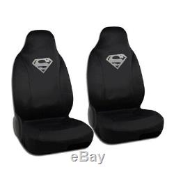 10PC SUPERMAN Silver Logo Car Truck Floor Mats Seat Covers Steering Wheel Cover