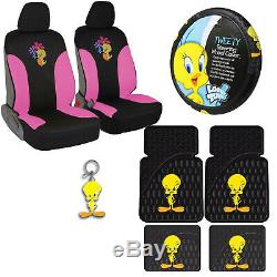 10PC Tweety Bird Classic Car Truck Floor Mats Seat Covers & Steering Wheel Cover