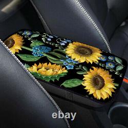 10PCS Sunflower Car Seat Covers+Steering Wheel Cover+Seat Belt& Armrest Pad