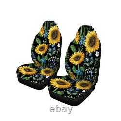 10PCS Sunflower Car Seat Covers+Steering Wheel Cover+Seat Belt& Armrest Pad