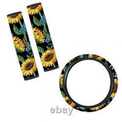 10PCS Sunflower Car Seat Covers+Steering Wheel Cover+Seat Belt& Armrest Pad