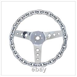 11 Mooneyes California 3-Spoke Chain Steering Wheel with Chrome Plating GS123CH