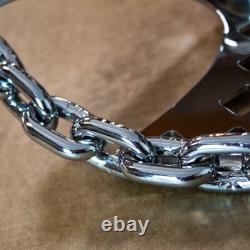 11 Polished Chain Steering Wheel Pin-up Spoke with Engraved Horn Button-3 Hole 11 Polished Chain Steering Wheel Pin-up Spoke with Engraved Horn Button-3 Hole