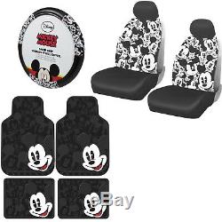 11PC Disney Mickey Mouse Car Truck Floor Mats Seat Covers & Steering Wheel Cover