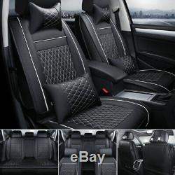 11PCS PU Leather Car Seat Cover Headrest+Protector Full Set 5-Seats Cushions SUV