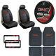 11pc Gmc Car Truck Front Rear Rubber Floor Mats Seat Covers Steering Wheel Cover