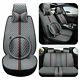 11pcs Luxury Auto Decor Car Seat Cover Pu Leather Protector Front Rear Black Set