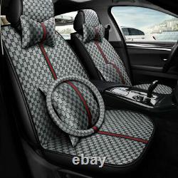 11pcs Luxury Auto Decor Car Seat Cover PU Leather Protector Front Rear Black Set
