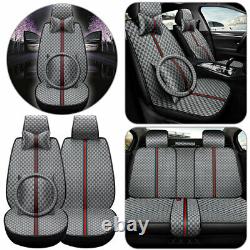 11pcs Luxury Auto Decor Car Seat Cover PU Leather Protector Front Rear Black Set