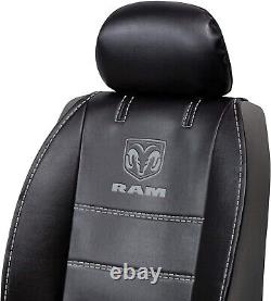 12PC RAM Car Truck Black Carpet Floor Mats Seat Covers Steering Wheel Cover Set