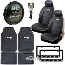 12pc JEEP Car Truck Suv All Weather Floor Mats Seat Covers Steering Wheel Cover