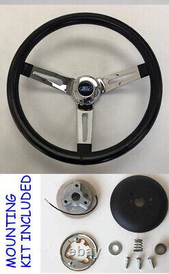 13 1/2 Bronco F100 F150 F250 F350 Grant Black Chrome Spokes Steering Wheel