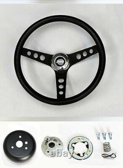 13 1/4 classic black on black steering wheel for 76-95 Jeep CJ5 CJ7 YJ Wrangler