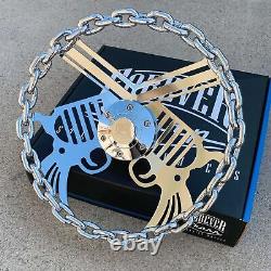 13 Chrome Chain Steering Wheel Pistol Gun with Engraved Horn Button-6 Hole