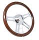 14 4 Spoke Chrome Steering Wheel Burl Wood Grip 6 Hole Chevy Horn Button Muscle