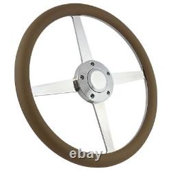 14 4-Spoke Polished Steering Wheel Tan Grip