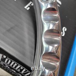 14 Billet 4 Spoke Steering Wheel With Gray Vinyl Half Wrap and Forever Sharp Horn