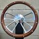 14 Billet 4 Spoke Steering Wheel With Mahogany, Aluminum Rivets, And Chevy Horn
