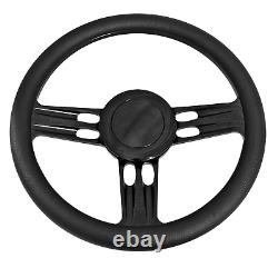 14 Billet Aluminum BLK Anodized Steering Wheel w Horn 9 Bolt GM Chevy Hot Rod