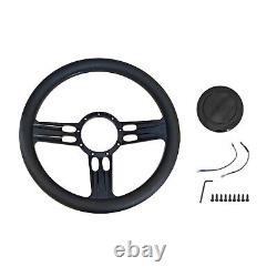 14 Billet Aluminum BLK Anodized Steering Wheel w Horn 9 Bolt GM Chevy Hot Rod