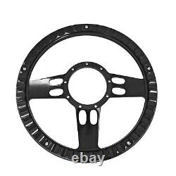 14 Billet Aluminum BLK Anodized Steering Wheel w Horn 9 Bolt GM Chevy Hot Rod