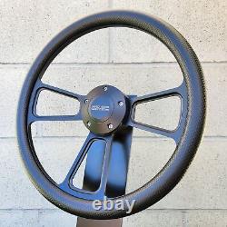 14 Billet Black Steering Wheel Carbon Fiber Half Wrap GMC Modern Licensed Horn