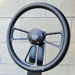 14 Billet Black Steering Wheel Carbon Fiber Vinyl + Licensed SS Chevy Horn