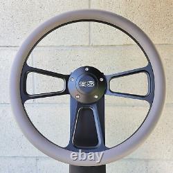 14 Billet Black Steering Wheel Gray Half Wrap Vinyl + Licensed SS Chevy Horn