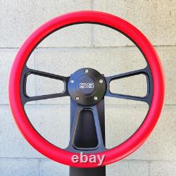 14 Billet Black Steering Wheel Red Half Wrap+ Licensed SS SuperSport Chevy Horn
