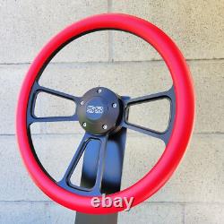 14 Billet Black Steering Wheel Red Half Wrap+ Licensed SS SuperSport Chevy Horn