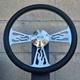 14 Billet Flame Steering Wheel With Black Vinyl Wrap And Ss Horn Button