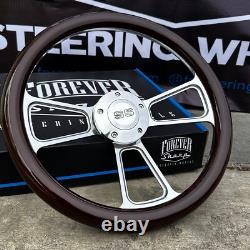 14 Billet Muscle Steering Wheel /w Wood Wrap for 69-94 Chevy Car/Truck- SS Horn 14 Billet Muscle Steering Wheel /w Wood Wrap for 69-94 Chevy Car/Truck- SS Horn