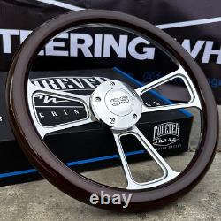 14 Billet Muscle Steering Wheel /w Wood Wrap for 69-94 Chevy Car/Truck- SS Horn 14 Billet Muscle Steering Wheel /w Wood Wrap for 69-94 Chevy Car/Truck- SS Horn