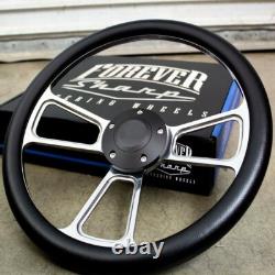 14 Billet Muscle Steering Wheel with Black Vinyl Wrap and Black Horn -5 Hole