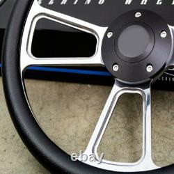 14 Billet Muscle Steering Wheel with Black Vinyl Wrap and Black Horn -5 Hole