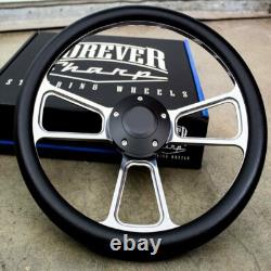 14 Billet Muscle Steering Wheel with Black Vinyl Wrap and Black Horn -5 Hole