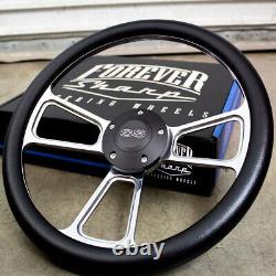 14 Billet Muscle Steering Wheel with Black Vinyl Wrap and Black SS Horn -5 Hole
