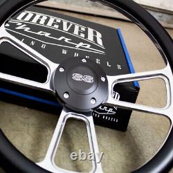 14 Billet Muscle Steering Wheel with Black Vinyl Wrap and Black SS Horn -5 Hole