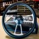 14 Billet Muscle Steering Wheel With Black Vinyl Wrap And Chevy Horn & 5 Hole