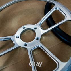 14 Billet Muscle Steering Wheel with Black Vinyl Wrap and Chevy Horn & 5 Hole