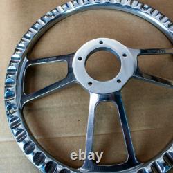 14 Billet Muscle Steering Wheel with Black Vinyl Wrap and Chevy Horn & 5 Hole