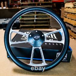 14 Billet Muscle Steering Wheel with Black Vinyl Wrap for 69-94 Chevy Car/Truck