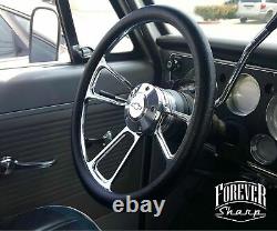 14 Billet Steering Wheel + Adapter for Chevy 69-94 Black Wrap and Horn Button