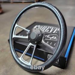 14 Billet Steering Wheel Carbon Fiber Half Wrap Chevy Muscle C10 Ford Hot Rod