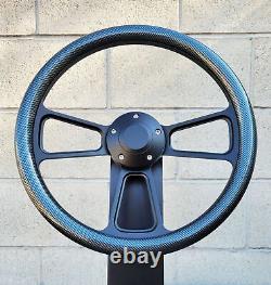 14 Billet Steering Wheel Carbon Fiber Hydro dip Half Wrap Chevy Muscle C10 Ford