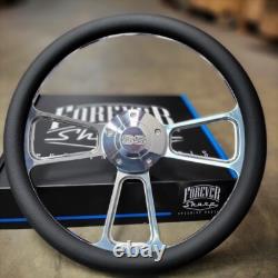 14 Billet Steering Wheel Chevy Black Vinyl Wrap + SS Supersport Horn Button