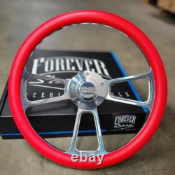14 Billet Steering Wheel Chevy Red Vinyl Wrap + SS Supersport Horn Button