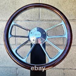14 Billet Steering Wheel with Hydro Dipped Burlwood Wrap and Modern GMC Horn