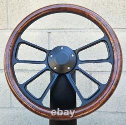 14 Black 4 Spoke Steering Wheel With Hydro Dipped Burlwood Half Wrap/ Horn